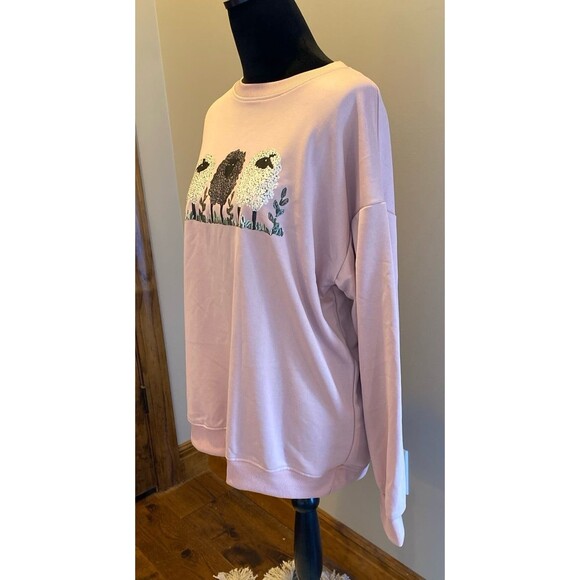 Sweatshirt Size 0XL (12-14) Soft Pink Lightweight with Sheep Pullover Soft - Picture 4 of 11